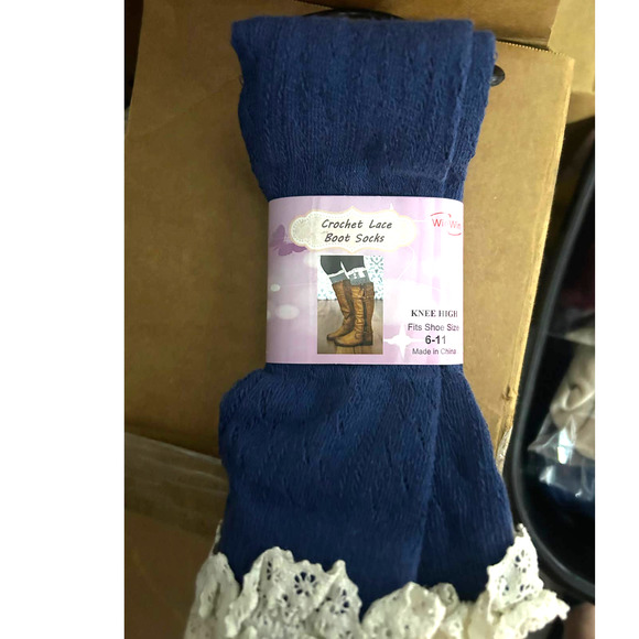 NEW Lot of 5 Crochet Lace Knee High Boot Socks fits Women's Shoe Size 6-11 Color - Picture 9 of 12